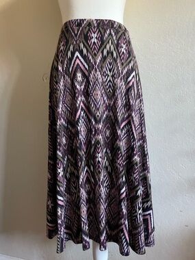 bobeau Purple and Pink Aztec Print Maxi Skirt